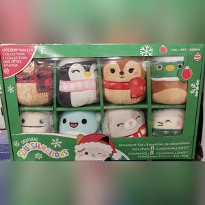 8 total Squishmallow Christmas Holiday Winter Ornaments 4" Box Set NEW 2022